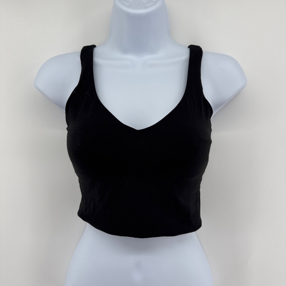 Lululemon Black Align Tank Top Nulu Light Support Built In Bra Size 2 LW1DTMS